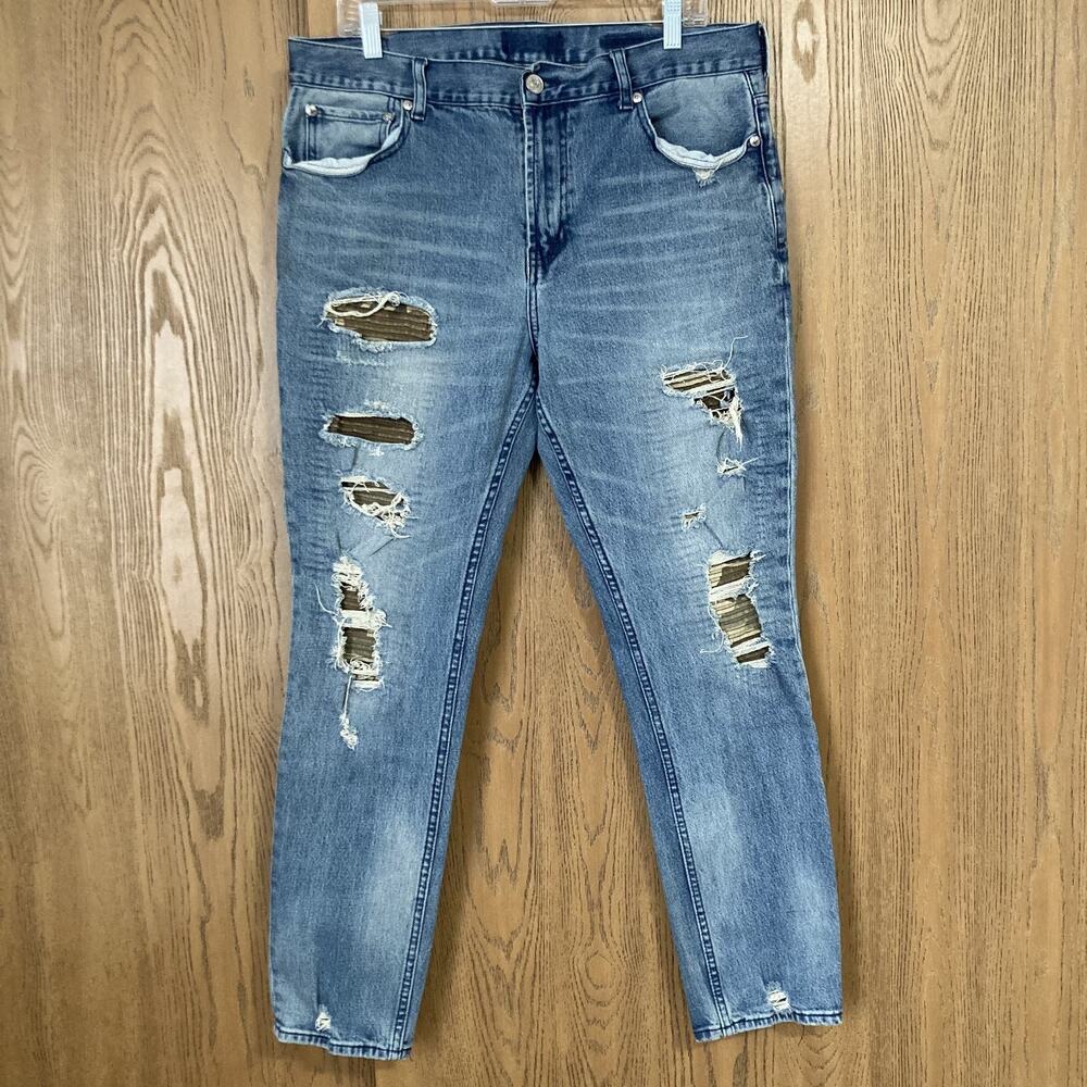Pacsun Comfort Stretch Tapered Jeans Stacked Distressed Denim Men's Size 36x32